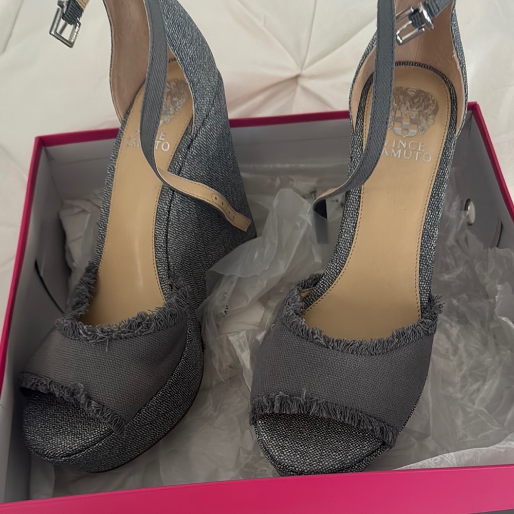 Vince Camuto Gray Wedge Sandals